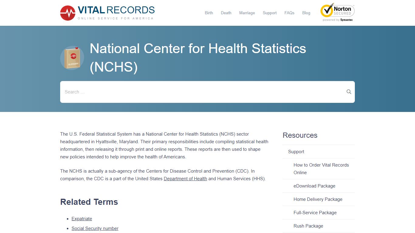 National Center for Health Statistics (NCHS) - Vital Records Online